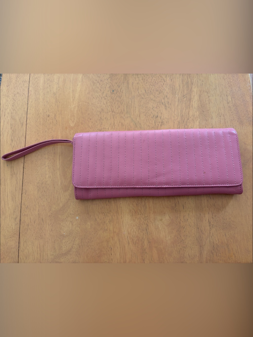 Barneys New York Rose Pink Quilted Wristlet Clutch